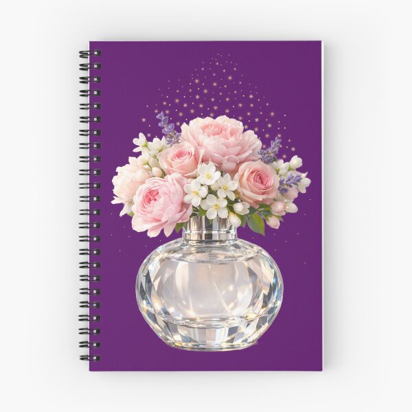 Item preview, Aesthetic Crystal Perfume Bottle with Blooming Rose and Lavender Bouquet designed and sold by CreativeArtistL.