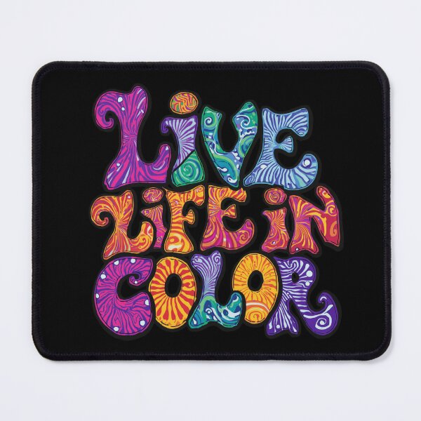 Item preview, Live Life In Color - Retro 70s Psychedelic Groovy Typography designed and sold by Larams Studio.