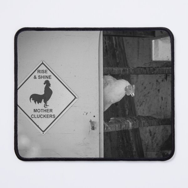 Item preview, Rise and shine mother cluckers funny chicken farm animals black and white photograph designed and sold by Astrid Arkhangelsky.