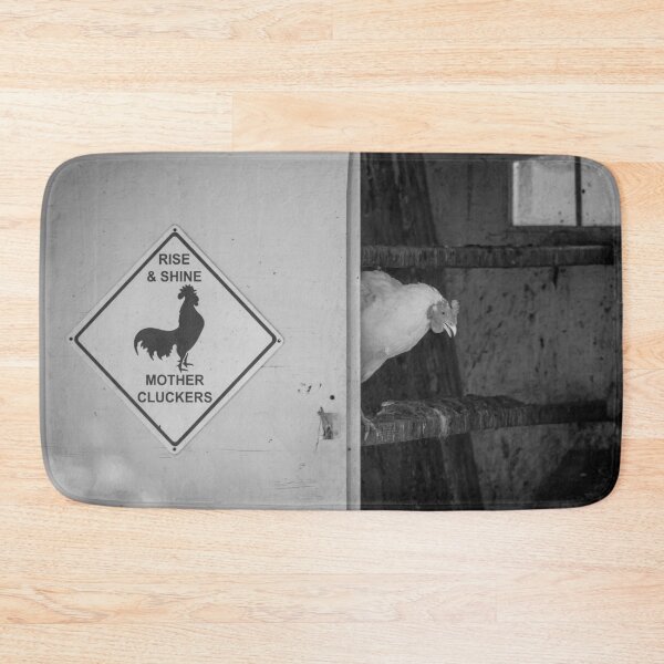Item preview, Rise and shine mother cluckers funny chicken farm animals black and white photograph designed and sold by Astrid Arkhangelsky.