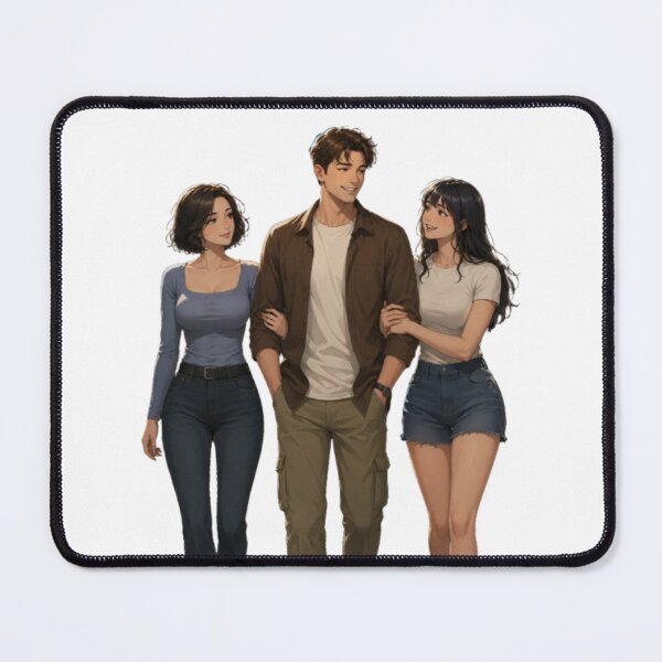 Item preview, Casual Anime Trio – Original Digital Illustration designed and sold by MeowLoka ⭐⭐⭐⭐.