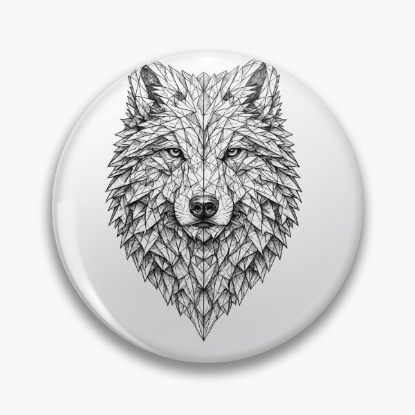 Item preview, Geometric Wolf Portrait | Black and White Line Art designed and sold by SmikiM.