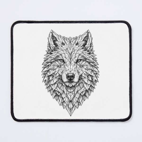 Item preview, Geometric Wolf Portrait | Black and White Line Art designed and sold by SmikiM.