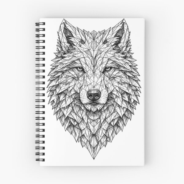 Item preview, Geometric Wolf Portrait | Black and White Line Art designed and sold by SmikiM.