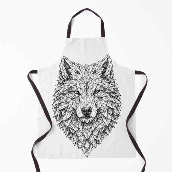 Item preview, Geometric Wolf Portrait | Black and White Line Art designed and sold by SmikiM.