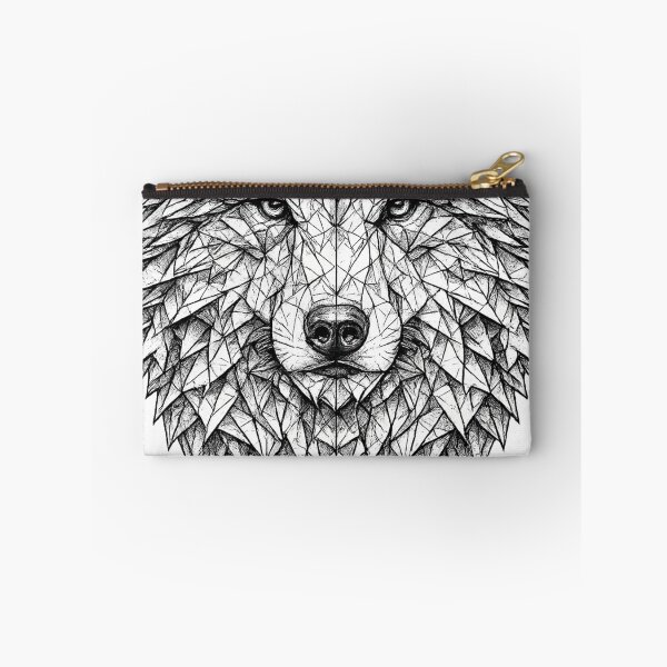 Item preview, Geometric Wolf Portrait | Black and White Line Art designed and sold by SmikiM.