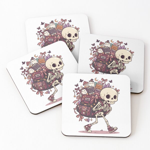 Item preview, Backpacker Cute Cartoon Skeleton Hiking with Magic Books and Ghosts designed and sold by MisteryDesigner.