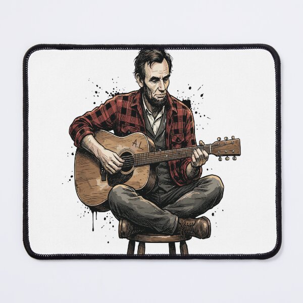Item preview, Abraham Lincoln Playing Acoustic Guitar | Rustic Folk Music Vintage Design designed and sold by FouChan.