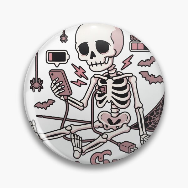 Item preview, Low Energy Social Battery Cute Goth Skeleton Charging Phone designed and sold by MisteryDesigner.