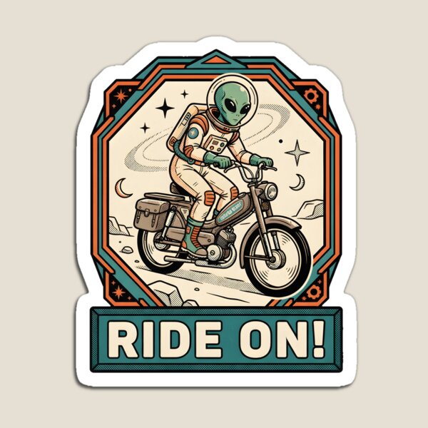 Item preview, Alien Astronaut Riding Vintage Moped Graphic designed and sold by DuckOddity.