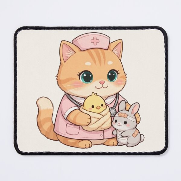 Item preview, Cute Nurse Kitten Caring Friends designed and sold by Moody Vibes Studio.