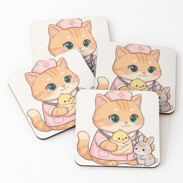 Item preview, Cute Nurse Kitten Caring Friends designed and sold by Moody Vibes Studio.