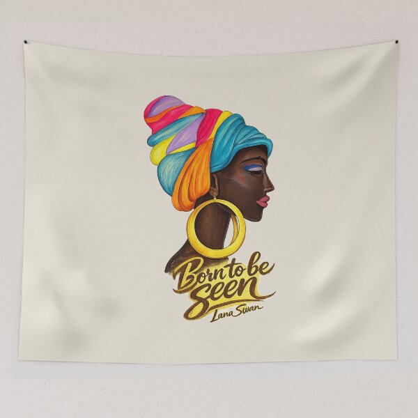 Item preview, BORN TO BE SEEN | African Woman design | Natural Linen by Lana Swan designed and sold by BlueberrySwan.