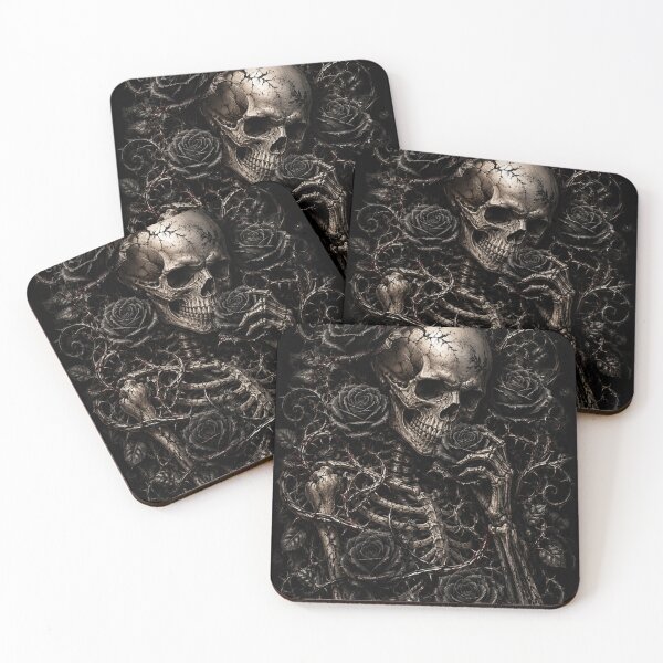 Item preview, Gothic Skeleton with Black Roses Dark Floral Horror Design designed and sold by SkeletonMood.