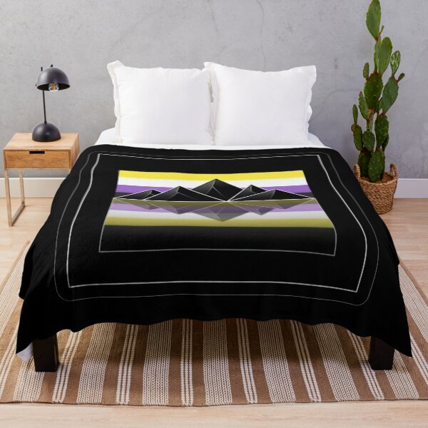 Item preview, Nonbinary Pride Mountains Reflection Geometric Landscape designed and sold by Owcomm.
