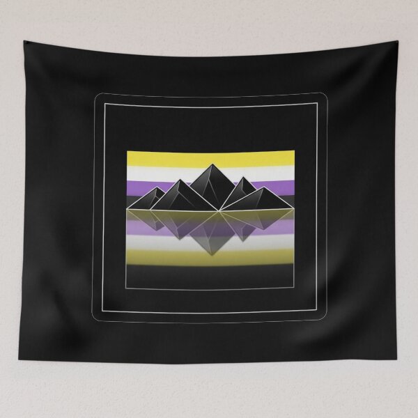 Item preview, Nonbinary Pride Mountains Reflection Geometric Landscape designed and sold by Owcomm.