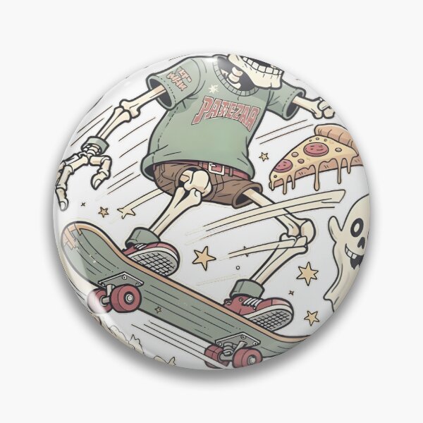 Item preview, oo Fast To Rot Cute Goth Skeleton Riding Skateboard Pizza and Soda designed and sold by MisteryDesigner.