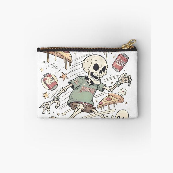 Item preview, oo Fast To Rot Cute Goth Skeleton Riding Skateboard Pizza and Soda designed and sold by MisteryDesigner.