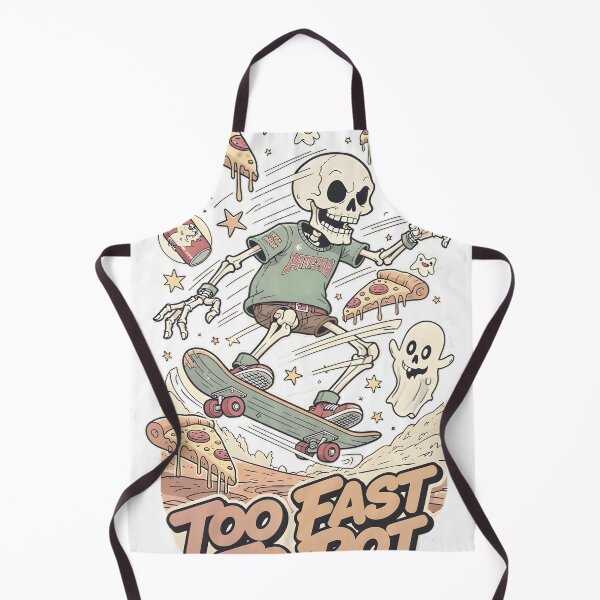 Item preview, oo Fast To Rot Cute Goth Skeleton Riding Skateboard Pizza and Soda designed and sold by MisteryDesigner.