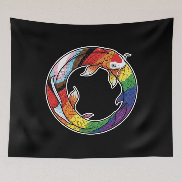 Item preview, Rainbow Koi Fish Pride Circle Illustration designed and sold by Owcomm.