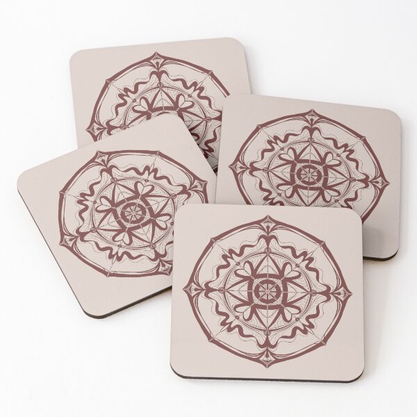 Item preview, Brown Evil Eye Protection Mandala Artwork with Heart Accents, Modern Minimalist Boho Decor & Stationery designed and sold by SpringTeaDesigns.