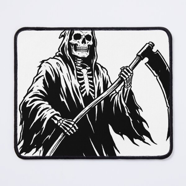 Item preview, Skeletal Grim Reaper in Hooded Robe Holding Curved Scythe designed and sold by MisteryDesigner.