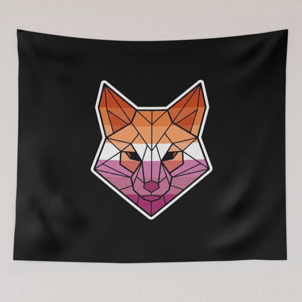 Item preview, Geometric Lesbian Pride Flag Fox Face designed and sold by Owcomm.