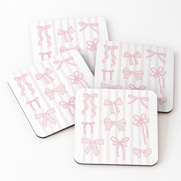 Item preview, Pretty Pink Coquette Bows Watercolour Stripes designed and sold by winterpumpkin.