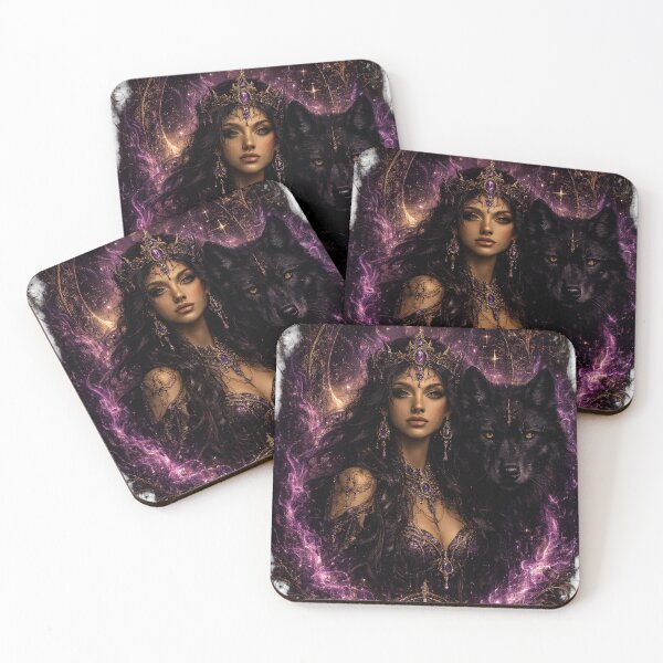 Item preview, Celestial Wolf Queen Under Moonlight designed and sold by ⭐ AURA STUDIO.