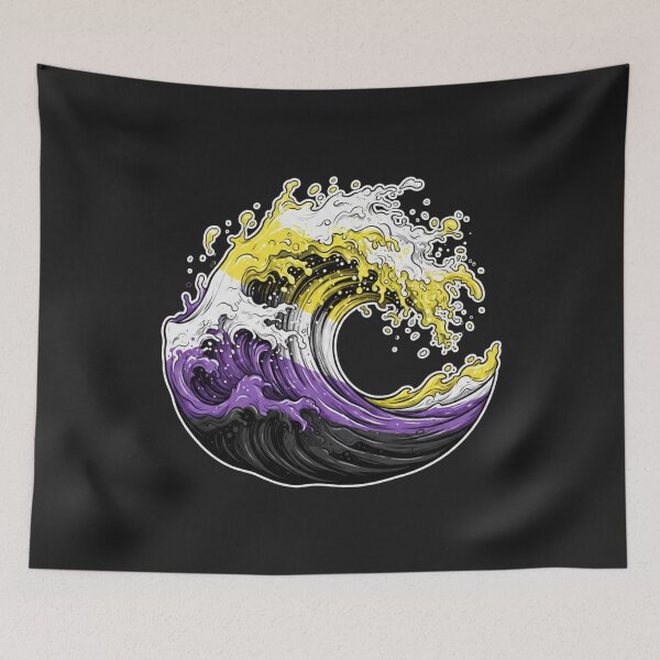 Item preview, Nonbinary Pride Flag Ocean Wave Illustration designed and sold by Owcomm.