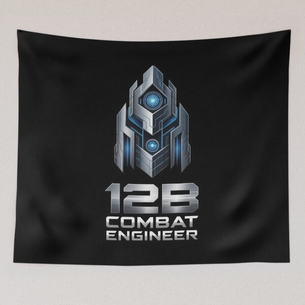 Item preview, 12B Combat Engineer — Futuristic Tech Armor Emblem U.S. Army MOS Military Design Black Outline designed and sold by GFamilyC.