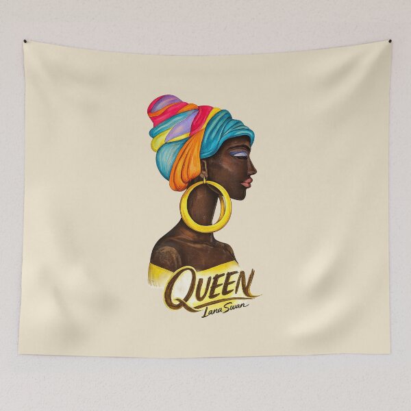 Item preview, QUEEN | Black African Portrait by Lana Swan designed and sold by BlueberrySwan.