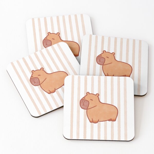 Item preview, Cute Capybara Watercolour Stripes designed and sold by winterpumpkin.