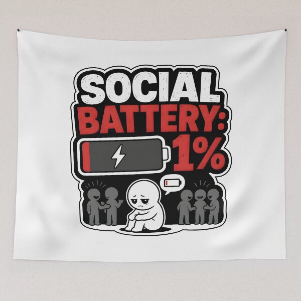 Item preview, Social Battery: 1% designed and sold by Azagthoth.