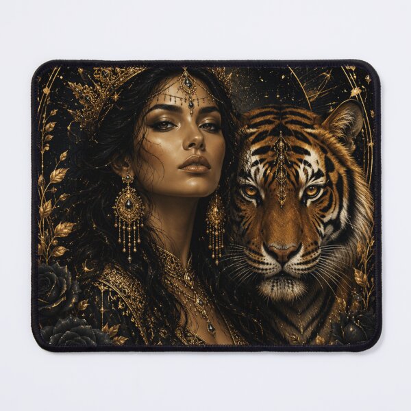 Item preview, Golden Tiger Queen Celestial Portrait designed and sold by ⭐ AURA STUDIO.