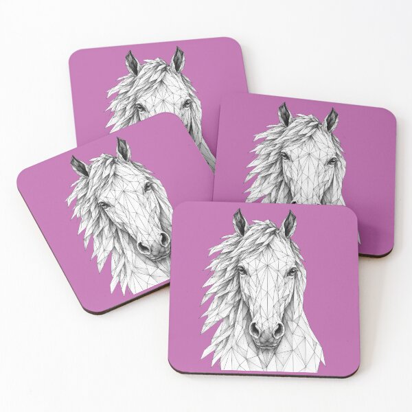 Item preview, Geometric Horse Portrait | Black and White Line Art designed and sold by SmikiM.