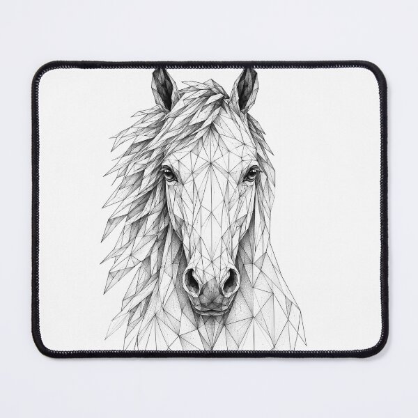 Item preview, Geometric Horse Portrait | Black and White Line Art designed and sold by SmikiM.