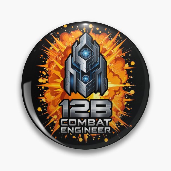 Item preview, 12B Combat Engineer — Futuristic Tech Armor Emblem U.S. Army MOS Military Design Black with Explosion designed and sold by GFamilyC.