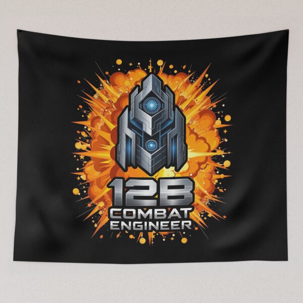 Item preview, 12B Combat Engineer — Futuristic Tech Armor Emblem U.S. Army MOS Military Design Black with Explosion designed and sold by GFamilyC.