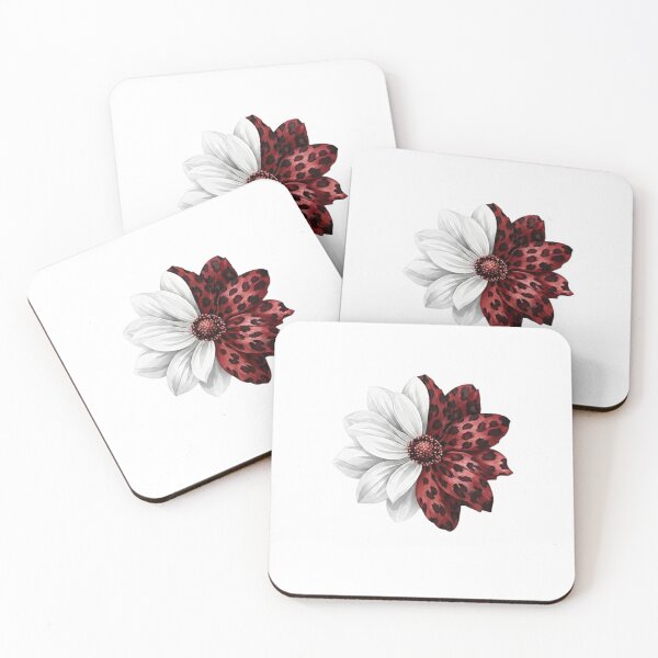 Item preview, Leopard Print Flower - Red and White Split Design designed and sold by Golden Threads Studio.