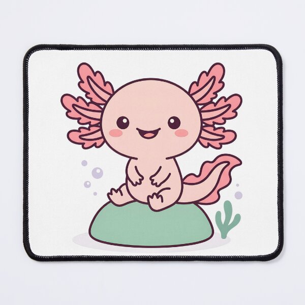 Item preview, Cute Axolotl Sitting On Rock - Kawaii Pink Amphibian designed and sold by Velustro Shop.