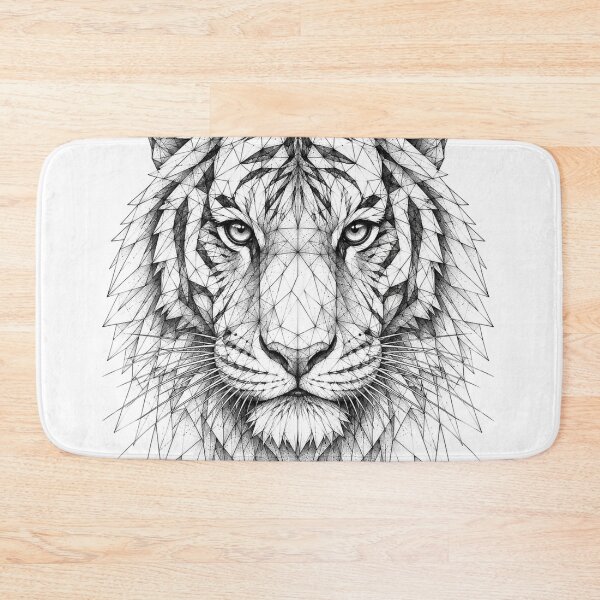 Item preview, Geometric Tiger Portrait | Black and White Line Art designed and sold by SmikiM.