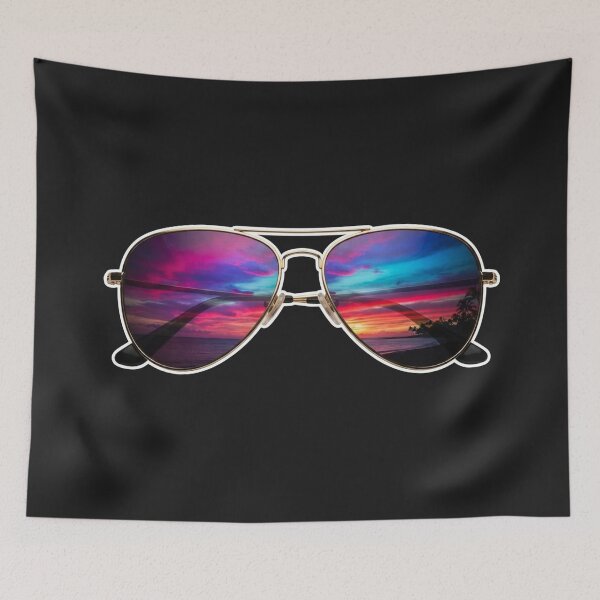 Item preview, Tropical Sunset Reflection Aviator Sunglasses designed and sold by Owcomm.