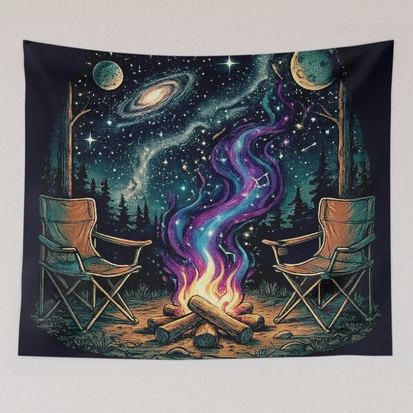 Item preview, Cosmic Campfire Under Milky Way Galaxy - Retro Space designed and sold by Andreza NativeHue Oficial.