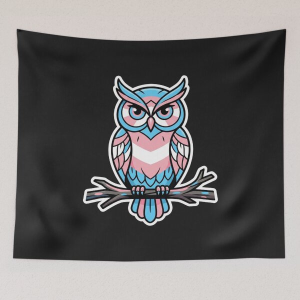 Item preview, Transgender Pride Owl Sitting On Branch designed and sold by Owcomm.