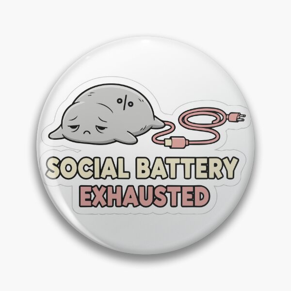 Item preview, "Social Battery Exhausted" Cute Introvert Graphic - Deflated Blob Art - Anti Social Meme designed and sold by BestChoiceService.