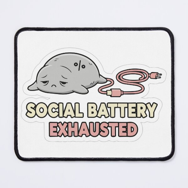Item preview, "Social Battery Exhausted" Cute Introvert Graphic - Deflated Blob Art - Anti Social Meme designed and sold by BestChoiceService.