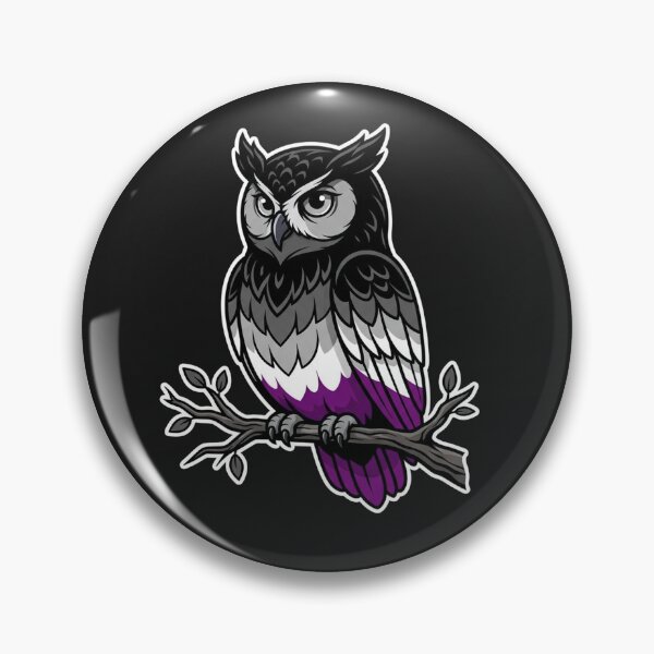 Item preview, Asexual Pride Owl Mascot Perched on Branch designed and sold by Owcomm.