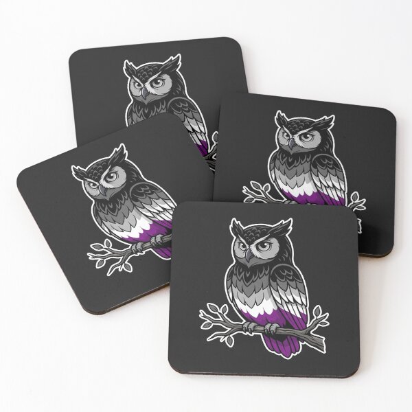 Item preview, Asexual Pride Owl Mascot Perched on Branch designed and sold by Owcomm.