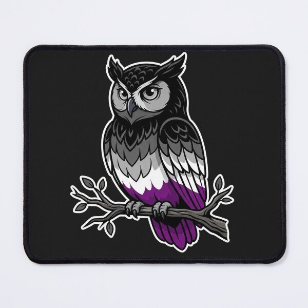 Item preview, Asexual Pride Owl Mascot Perched on Branch designed and sold by Owcomm.